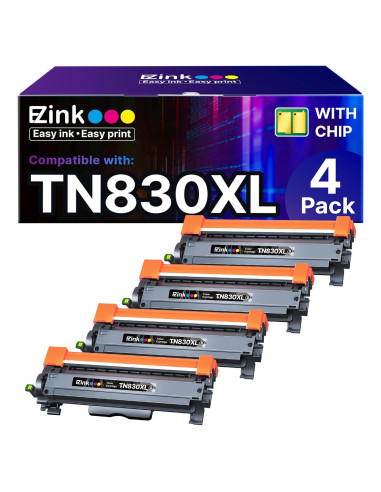 Cartucho de tóner E-Z Ink TN830XL Negro para Brother - 4 Unidades