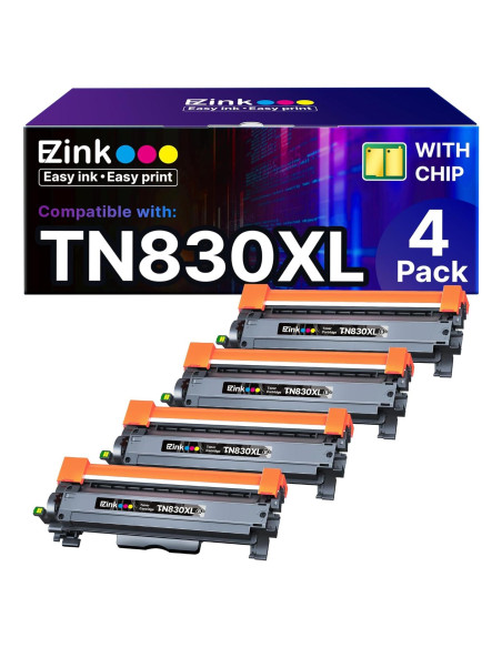 Cartucho de tóner E-Z Ink TN830XL Negro para Brother - 4 Unidades