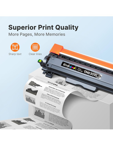 Cartucho de tóner E-Z Ink TN830XL Negro para Brother - 4 Unidades