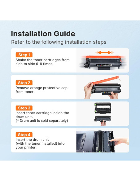 Cartucho de tóner E-Z Ink TN830XL Negro para Brother - 4 Unidades