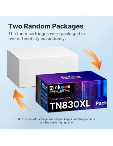 Cartucho de tóner E-Z Ink TN830XL Negro para Brother - 4 Unidades