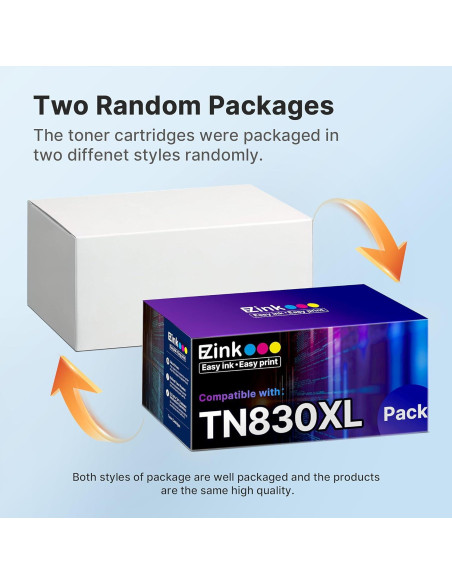 Cartucho de tóner E-Z Ink TN830XL Negro para Brother - 4 Unidades