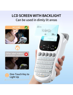 Máquina de Etiquetas VolenGo H1100 Portátil 12mm LCD Retroiluminada 2