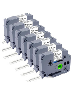 Paquete de 7 Cintas de Etiqueta Esser TZe-231 12mm Negro sobre Blanco