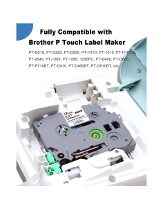 Paquete de 7 Cintas de Etiqueta Esser TZe-231 12mm Negro sobre Blanco 2