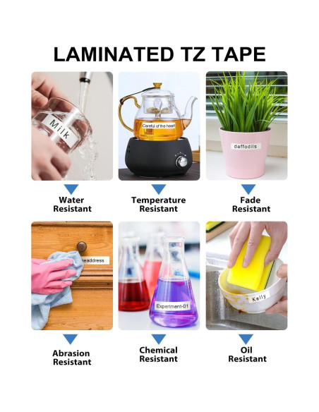 Paquete de 7 Cintas de Etiqueta Esser TZe-231 12mm Negro sobre Blanco