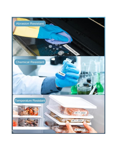 Paquete de 7 Cintas de Etiqueta Esser TZe-231 12mm Negro sobre Blanco