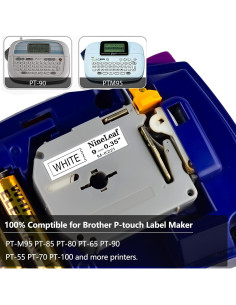 Cinta de Etiqueta NineLeaf M-K221 9mm Negra sobre Blanca 4 Pack 2