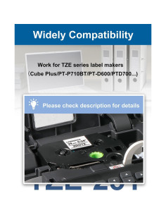 Cinta de Etiqueta 24mm Oozmas TZE-S251 Laminada Blanca 6 Paquete 2