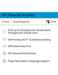 Impresora Inyección de Tinta Color Inalámbrica HP OfficeJet Pro 9110b 2
