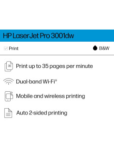 Impresora HP LaserJet Pro 3001dw Inalámbrica A4 35ppm 2