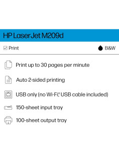 Impresora Láser HP LaserJet M209d, Dúplex Automático, USB 2