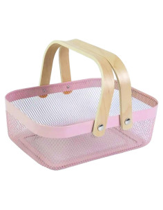 Cesta Organizadora de Malla de Metal AJIODA Rosa 32x24.5x11 cm