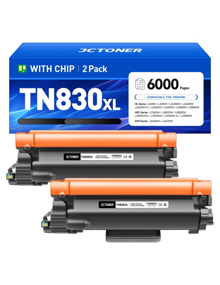 Cartucho de Tóner Negro TN830XL 2-Pack JCTONER Compatible