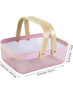 Cesta Organizadora de Malla de Metal AJIODA Rosa 32x24.5x11 cm 2