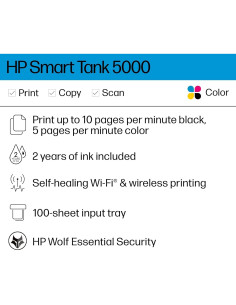 Impresora HP Smart Tank 5000 Todo-en-Uno Inalámbrica con 2 Años de Tinta 2