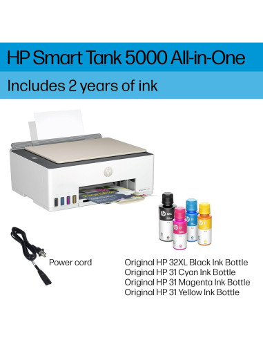 Impresora HP Smart Tank 5000 Todo-en-Uno Inalámbrica con 2 Años de Tinta
