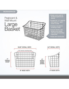 Canasta de Alambre Grande Spectrum para Panel Perforado 26x14x18cm 2