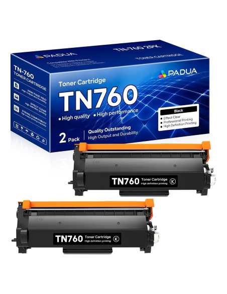 Cartucho de tóner negro TN-760 Padua compatible Brother - 2 unidades