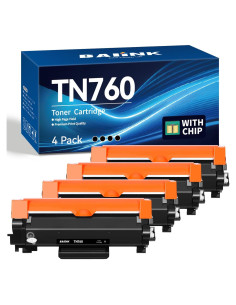 Cartucho de Tóner BAIINK TN760 Compatible con Brother - 4 Negro