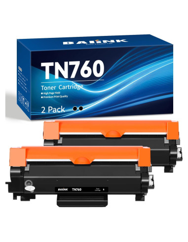 Tóner BAIINK TN760 Compatible para Impresoras Brother - 2 Pack