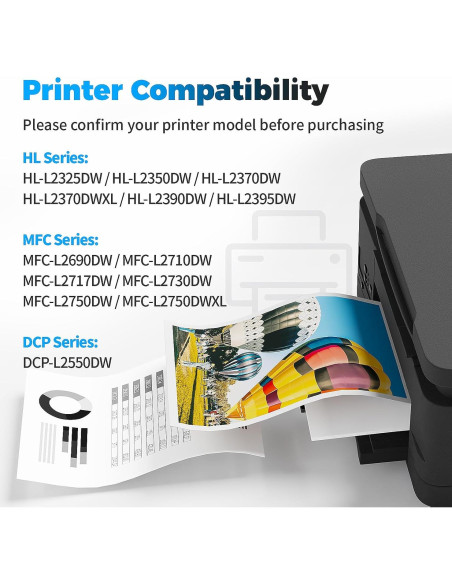 Cartucho de Tóner BAIINK TN760 Compatible con Brother - 4 Negro