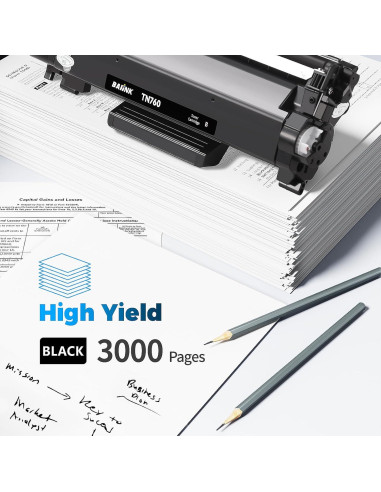 Cartucho de Tóner BAIINK TN760 Compatible con Brother - 4 Negro