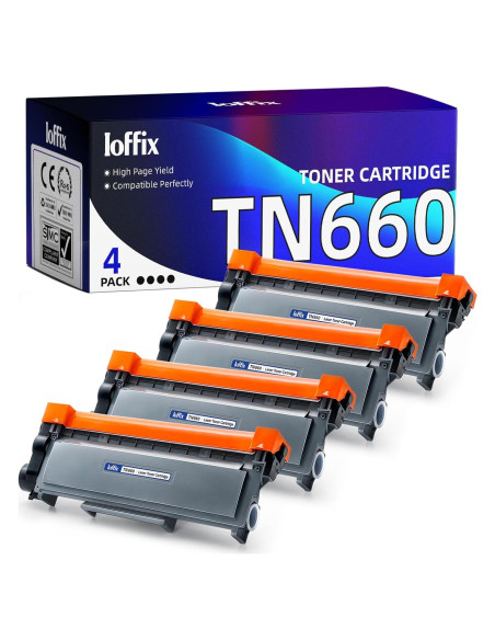 Cartuchos de Tóner Ioffix TN-660 Compatibles Negro - 4 Pzs