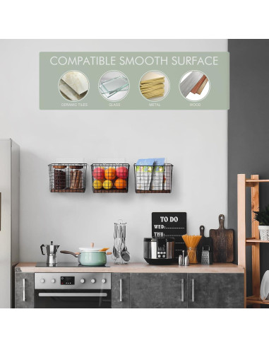 Cestas Colgantes de Pared 3 Pack C C Fashion - Estantes de Alambre con Ganchos