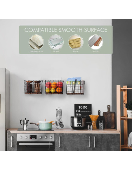 Cestas Colgantes de Pared 3 Pack C C Fashion - Estantes de Alambre con Ganchos Cestas Colgantes de Pared 3 Pack C C Fashion - Estantes de Alambre con Ganchos