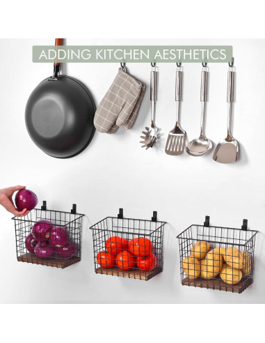 Cestas Colgantes de Pared 3 Pack C C Fashion - Estantes de Alambre con Ganchos