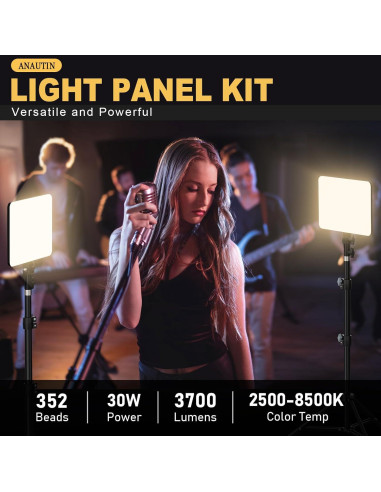Kit de Iluminación Fotográfica LED 30W Anautin con Trípode