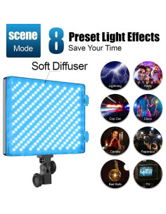 Kit de Iluminación Fotográfica LED RGB GVM 50W Bi-Color 3200K-5600K 2