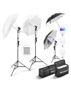Kit de Iluminación Fotográfica NEEWER 400W con LED y Paraguas