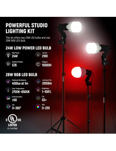 Kit de Iluminación Fotográfica NEEWER 400W con LED y Paraguas 2