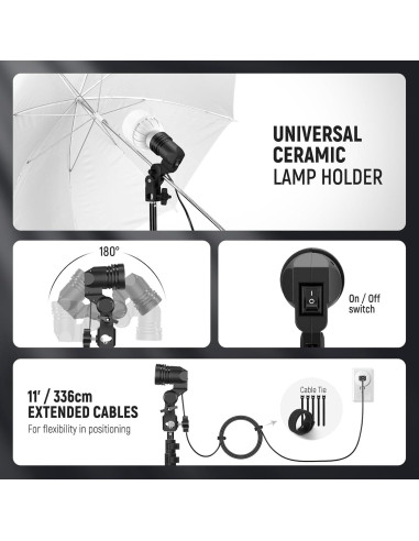 Kit de Iluminación Fotográfica NEEWER 400W con LED y Paraguas