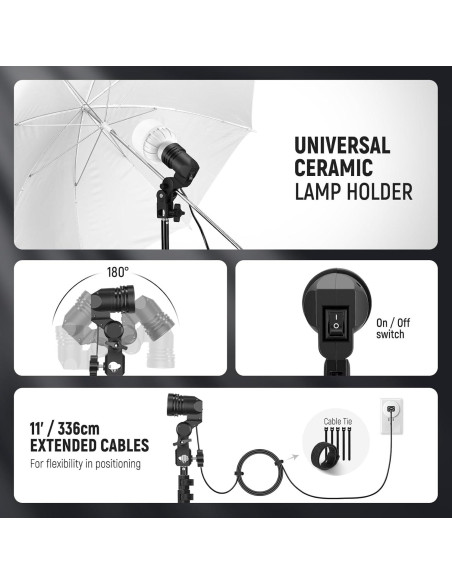 Kit de Iluminación Fotográfica NEEWER 400W con LED y Paraguas