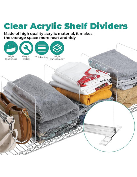 Organizador de Closet Acrílico Ourhom 6pcs Divisores Estante Organizador de Closet Acrílico Ourhom 6pcs Divisores Estante