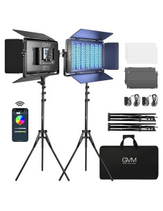 Kit de Iluminación LED RGB GVM 1500D 75W con Control Bluetooth