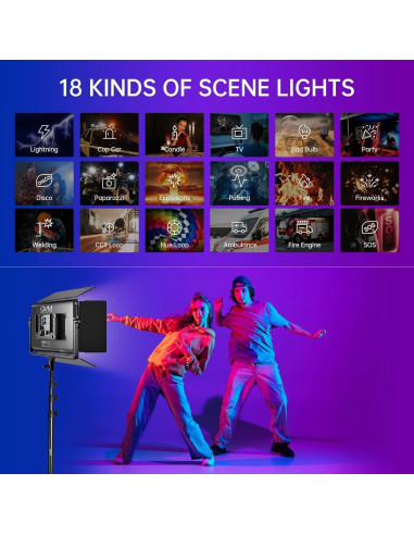 Kit de Iluminación LED RGB GVM 1500D 75W con Control Bluetooth