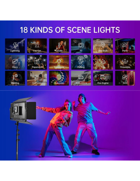 Kit de Iluminación LED RGB GVM 1500D 75W con Control Bluetooth