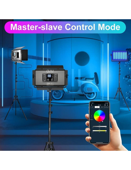 Kit de Iluminación LED RGB GVM 1500D 75W con Control Bluetooth