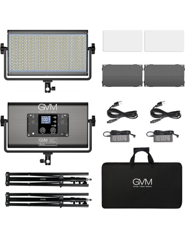 Kit de Iluminación LED RGB GVM 1500D 75W con Control Bluetooth
