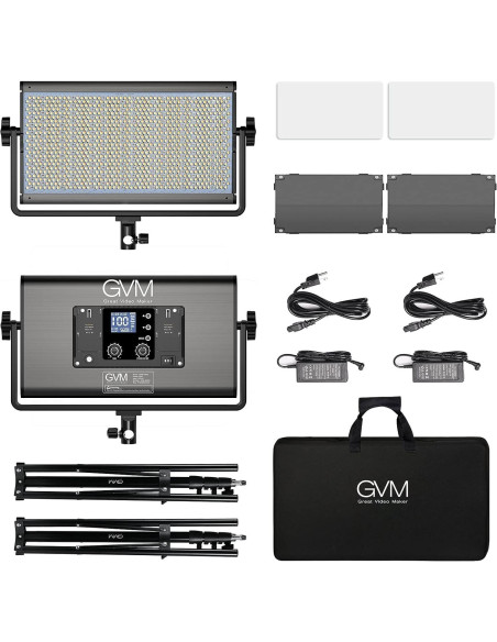 Kit de Iluminación LED RGB GVM 1500D 75W con Control Bluetooth
