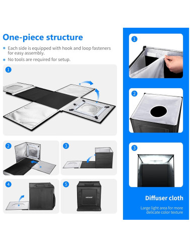 Caja de Luz LED NEEWER 40x40cm con Brillo Ajustable y 4 Fondos