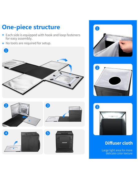 Caja de Luz LED NEEWER 40x40cm con Brillo Ajustable y 4 Fondos