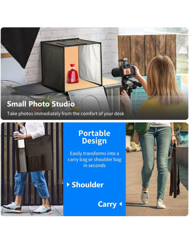 Caja de Luz LED NEEWER 40x40cm con Brillo Ajustable y 4 Fondos