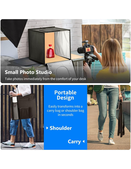 Caja de Luz LED NEEWER 40x40cm con Brillo Ajustable y 4 Fondos