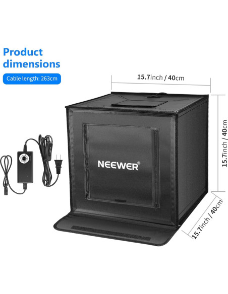 Caja de Luz LED NEEWER 40x40cm con Brillo Ajustable y 4 Fondos