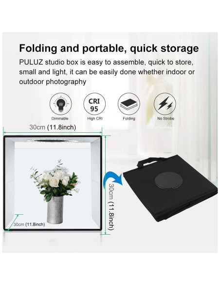 Caja de Luz PULUZ 30cm con Brillo Ajustable y 6 Fondos